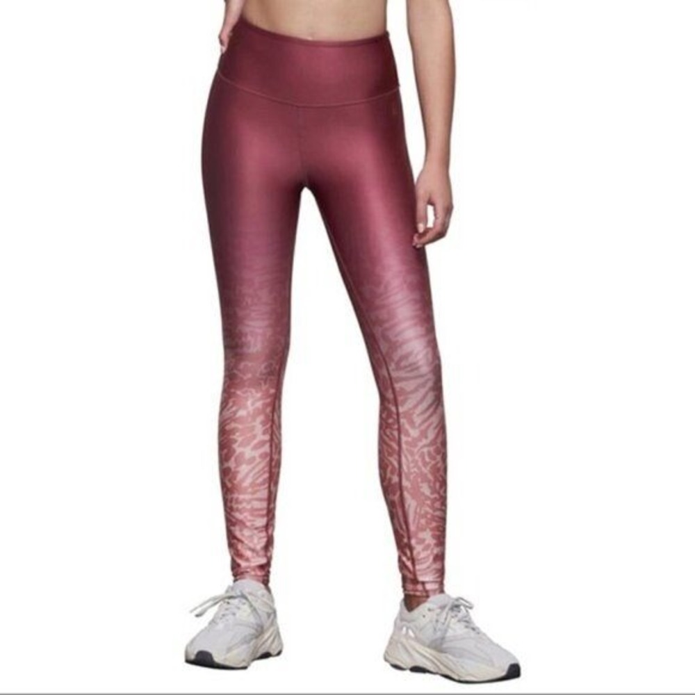 Good American Ombre Animal Print Leggings High Waisted Pink Mauve Size 0 XS